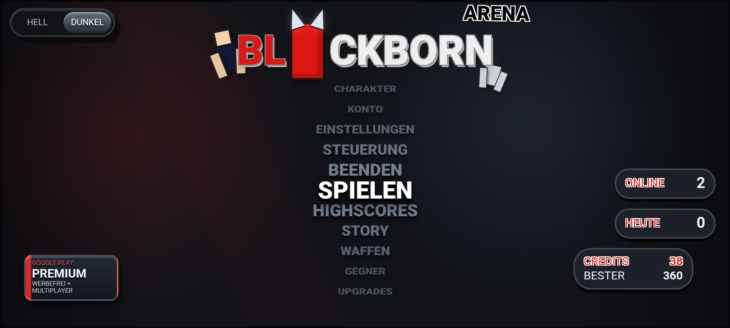 Blockborn Arena main menu screenshot used as trailer placeholder